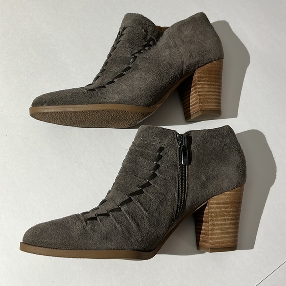 Franco Sarto Dimona Leather Booties Boots Shoes sz 8 Womens Gray Brown Fall NEW - Picture 7 of 13
